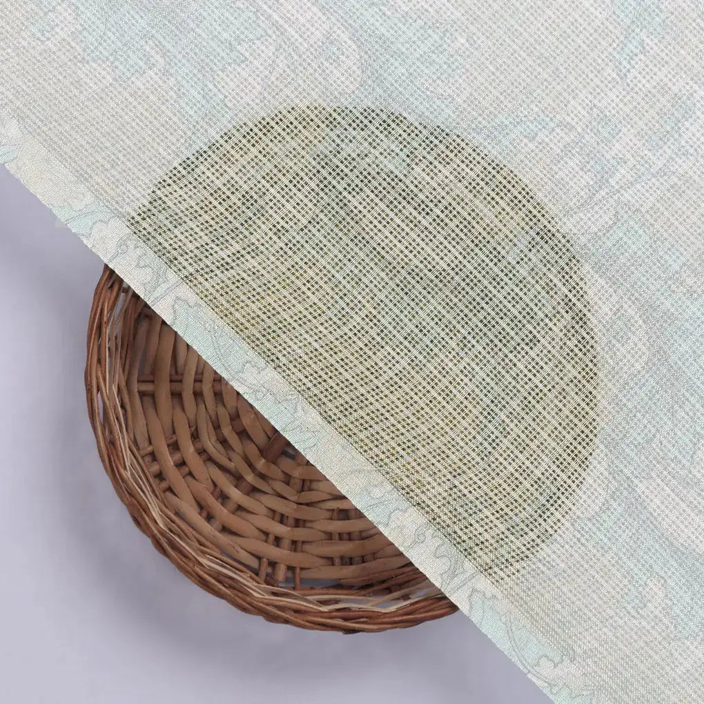 Gorgeous Green and Yellow Floral Velly Kota Doria Digital Printed Fabric – 0l2a0568