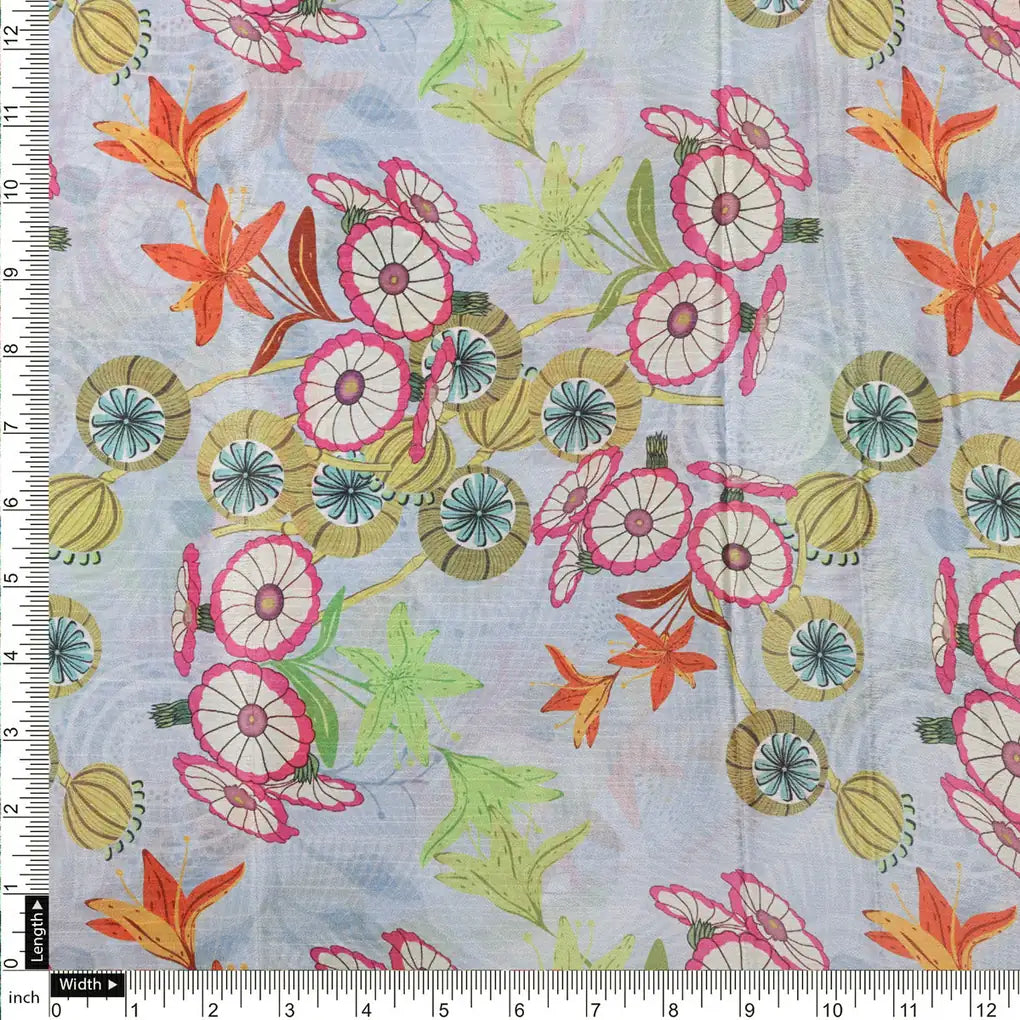 Pastel Blue Chinon Fabric with Colourful Floral Print – 0l2a0606 copy