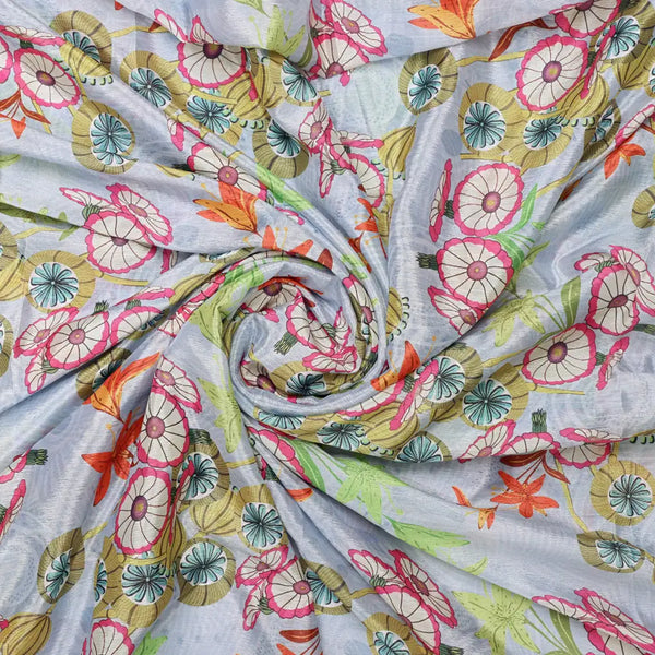 Pastel Blue Chinon Fabric with Colourful Floral Print – 0l2a0607 copy - alternate view