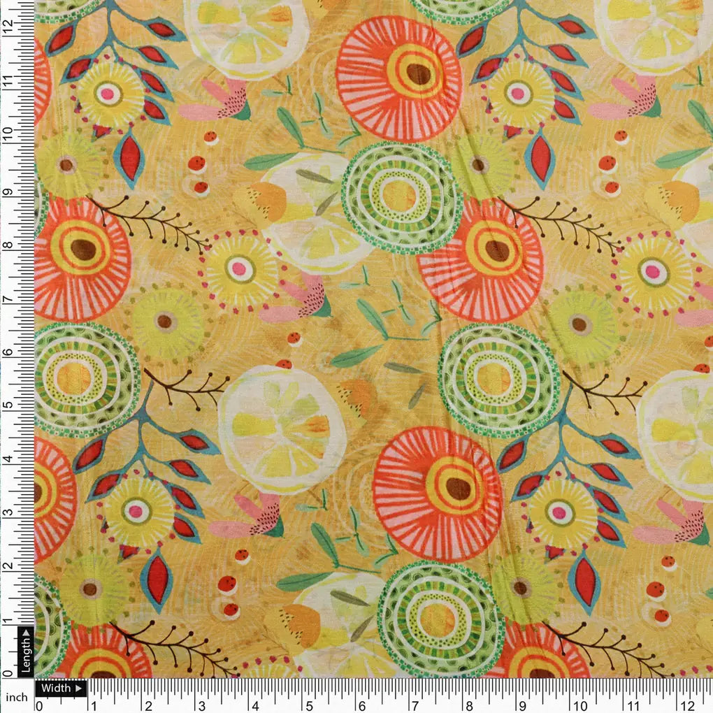 Vibrant Yellow Abstract Floral Design Premium Chinon Fabric – 0l2a0616 copy