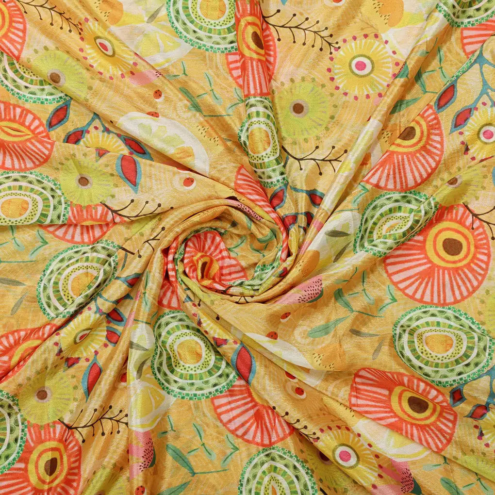 Vibrant Yellow Abstract Floral Design Premium Chinon Fabric – 0l2a0617 copy
