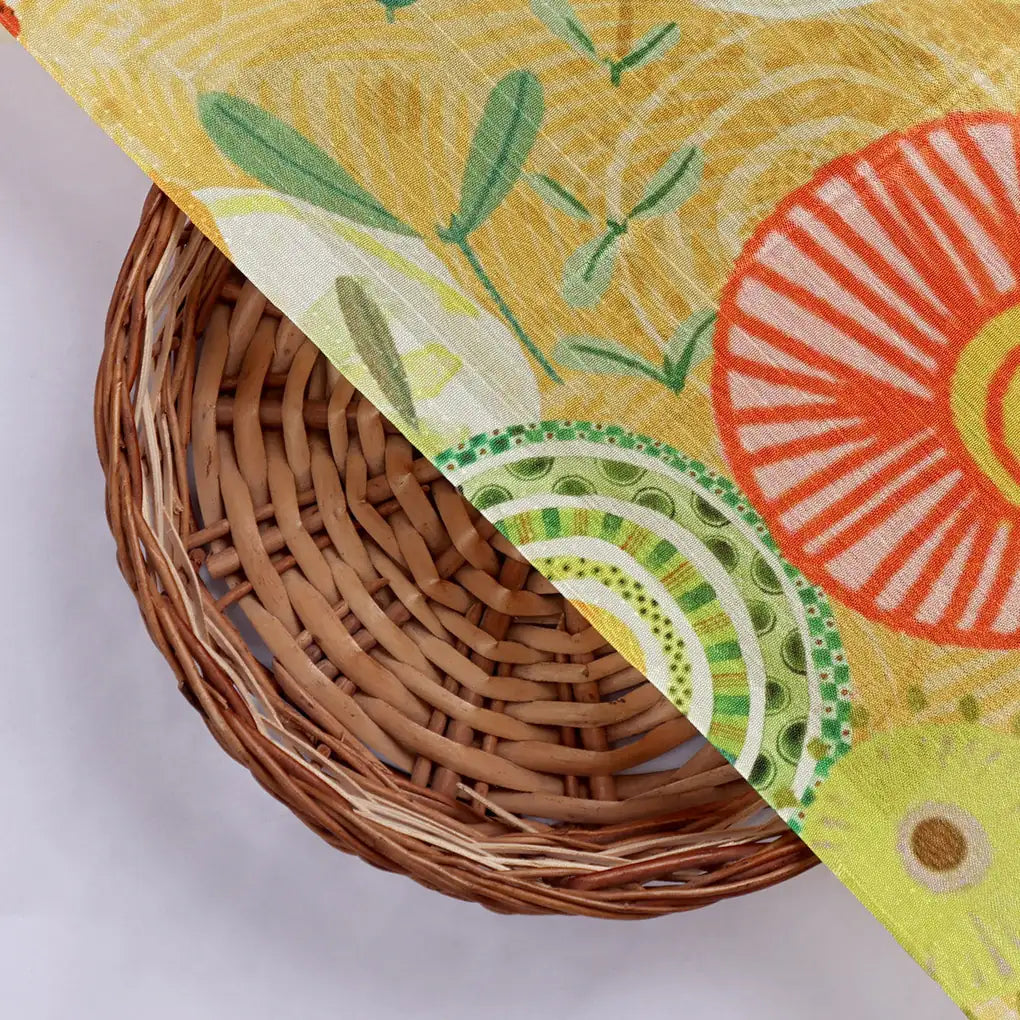 Vibrant Yellow Abstract Floral Design Premium Chinon Fabric – 0l2a0619 copy