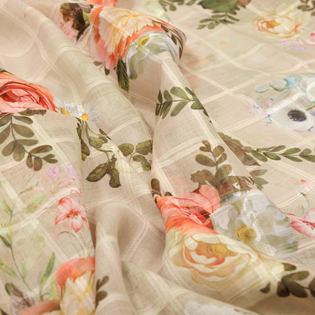Gorgeous Floral Linen with Big Flower Print