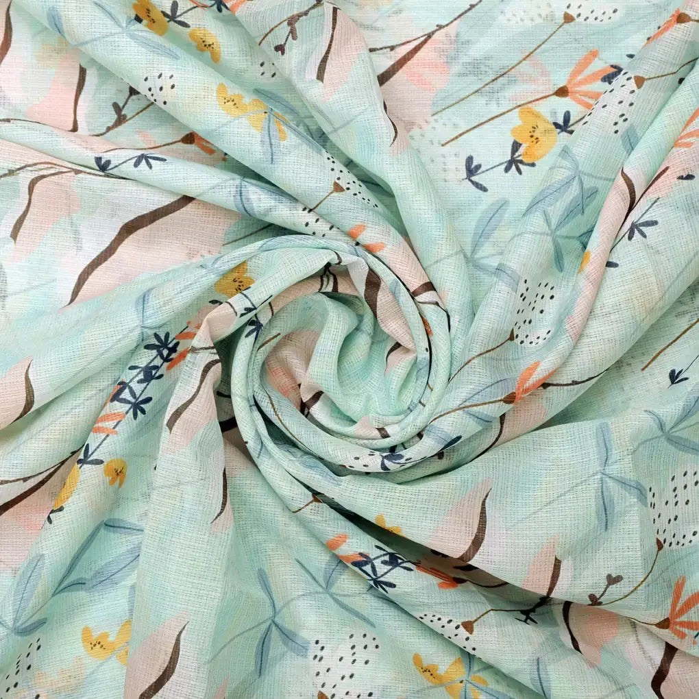 Gorgeous Kota Doria Fabric with Decorative Leaves in Multicolor – 0l2a0642copy