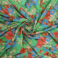 Vibrant Floral Garden Printed Green Chinon Fabric – 0l2a0748 copy