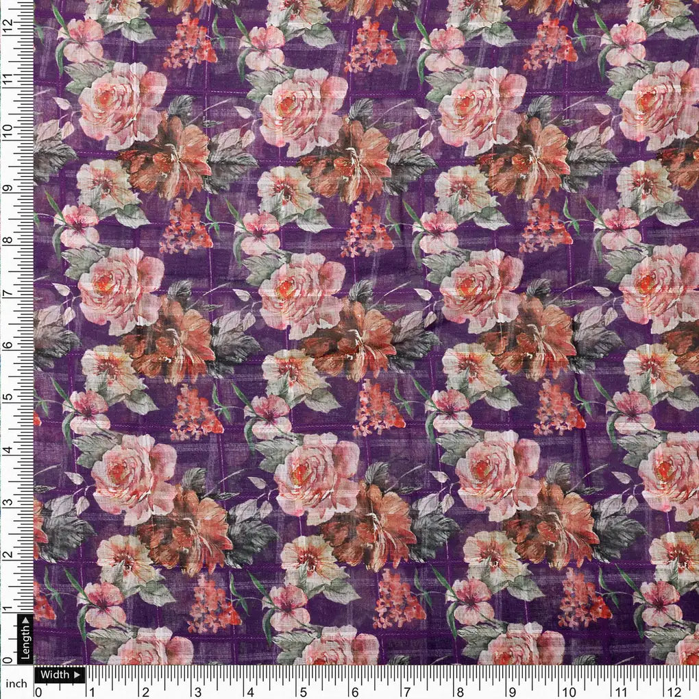 Gorgeous Floral Print Linen Digital Fabric Material – 0l2a0752copy
