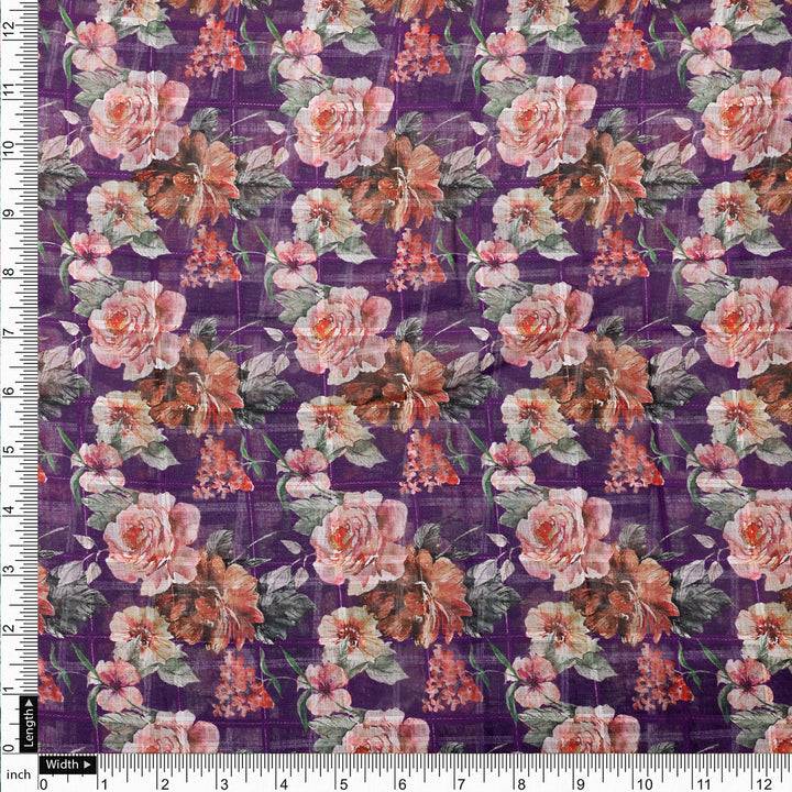 Gorgeous Floral Print Linen Digital Fabric Material