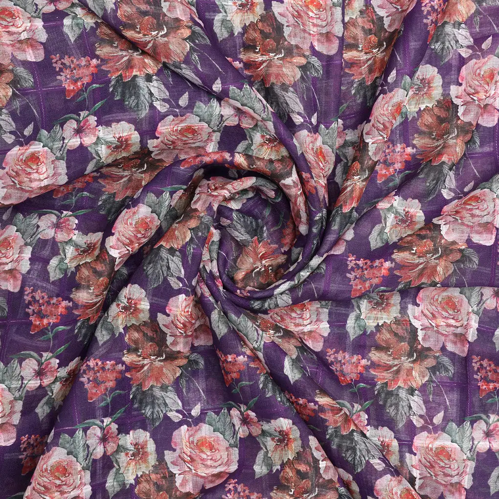Gorgeous Floral Print Linen Digital Fabric Material – 0l2a0753copy