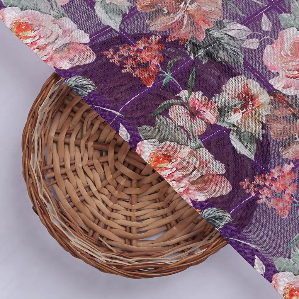 Gorgeous Floral Print Linen Digital Fabric Material – 0l2a0755copy