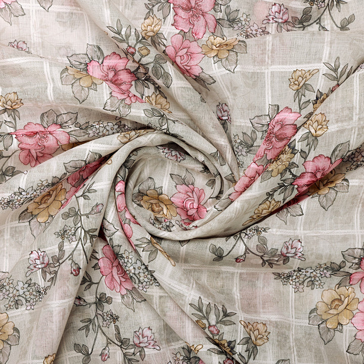 Classy Linen Fabric with a Vibrant Floral Tapestry