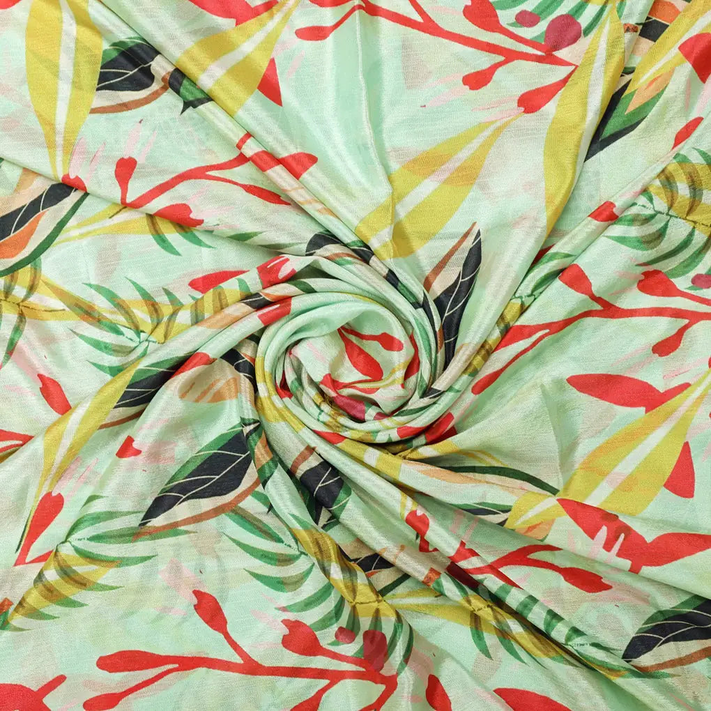 Modern Tropical Leaves Print Sea Green Chinon Fabric – 0l2a0783 copy