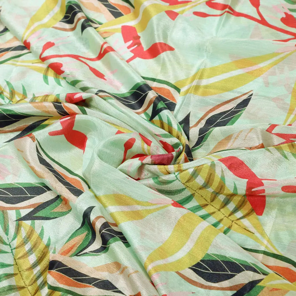 Modern Tropical Leaves Print Sea Green Chinon Fabric – 0l2a0784 copy