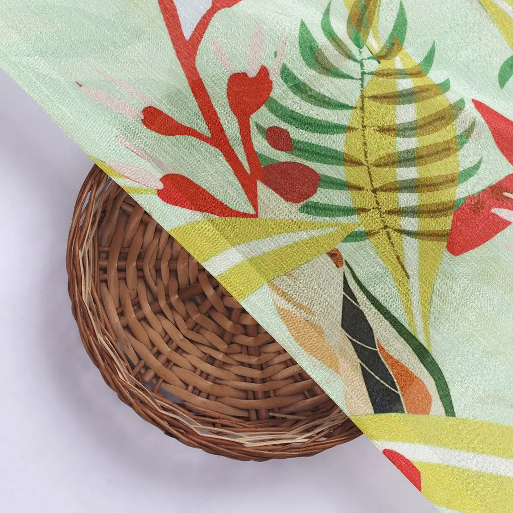 Modern Tropical Leaves Print Sea Green Chinon Fabric – 0l2a0785 copy