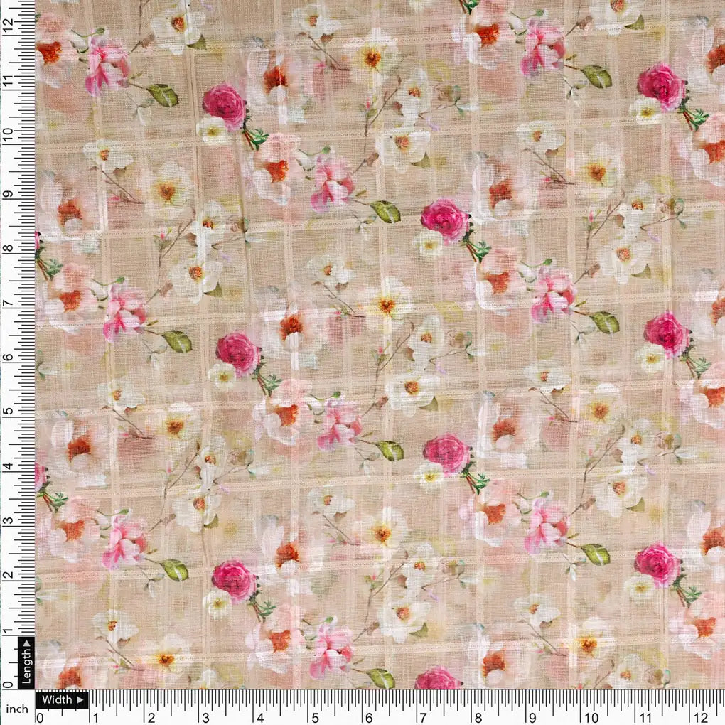Elegant Linen Decorative Tiny Flower Print Fabric – 0l2a0787copy