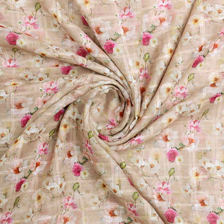 Elegant Linen Decorative Tiny Flower Print Fabric