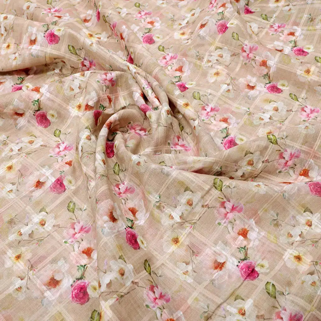 Elegant Linen Decorative Tiny Flower Print Fabric – 0l2a0789copy