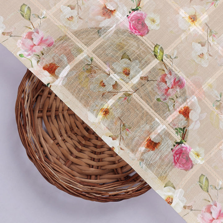 Elegant Linen Decorative Tiny Flower Print Fabric