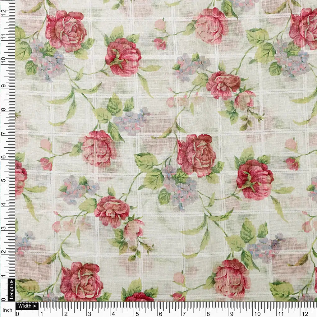 Gorgeous Linen Fabric in Pink Floral and Leaves Print – 0l2a0797copy