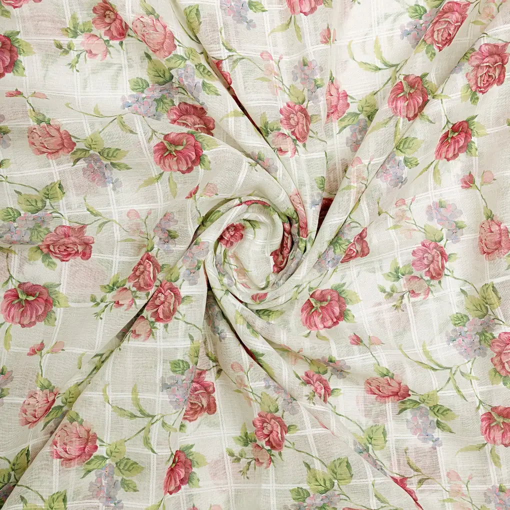 Gorgeous Linen Fabric in Pink Floral and Leaves Print – 0l2a0798copy
