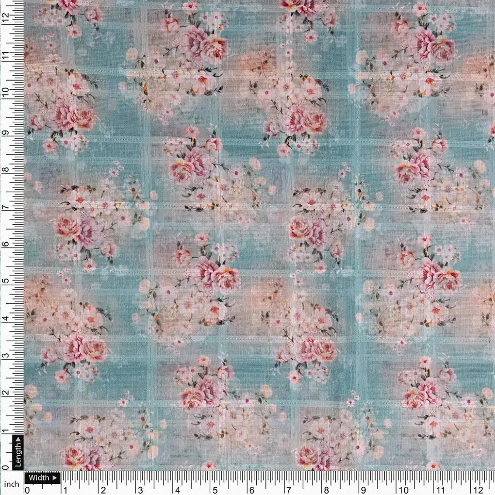 Gorgeous Linen Fabric Material with Bunch of Flower Design – 0l2a0807copy