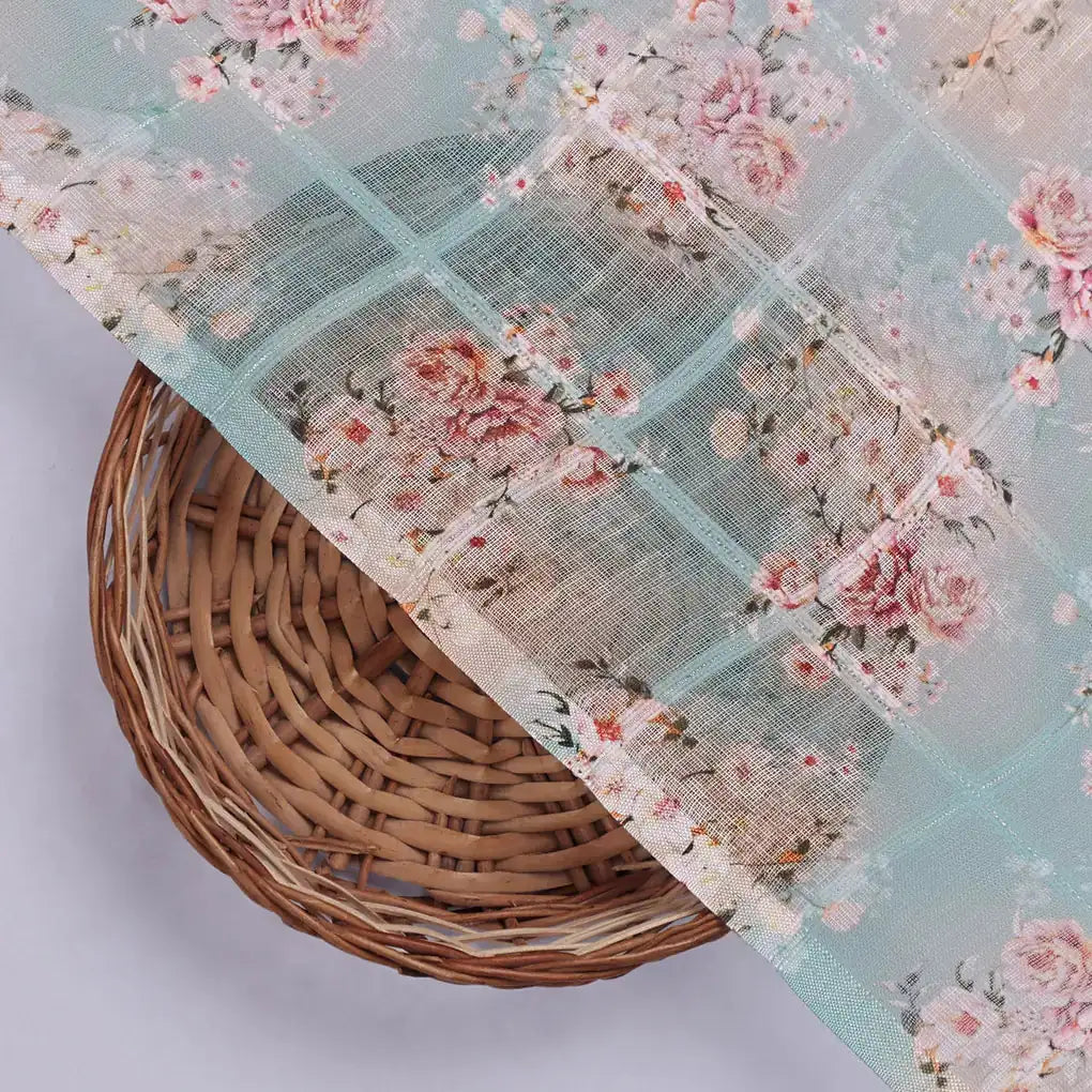 Gorgeous Linen Fabric Material with Bunch of Flower Design – 0l2a0810copy