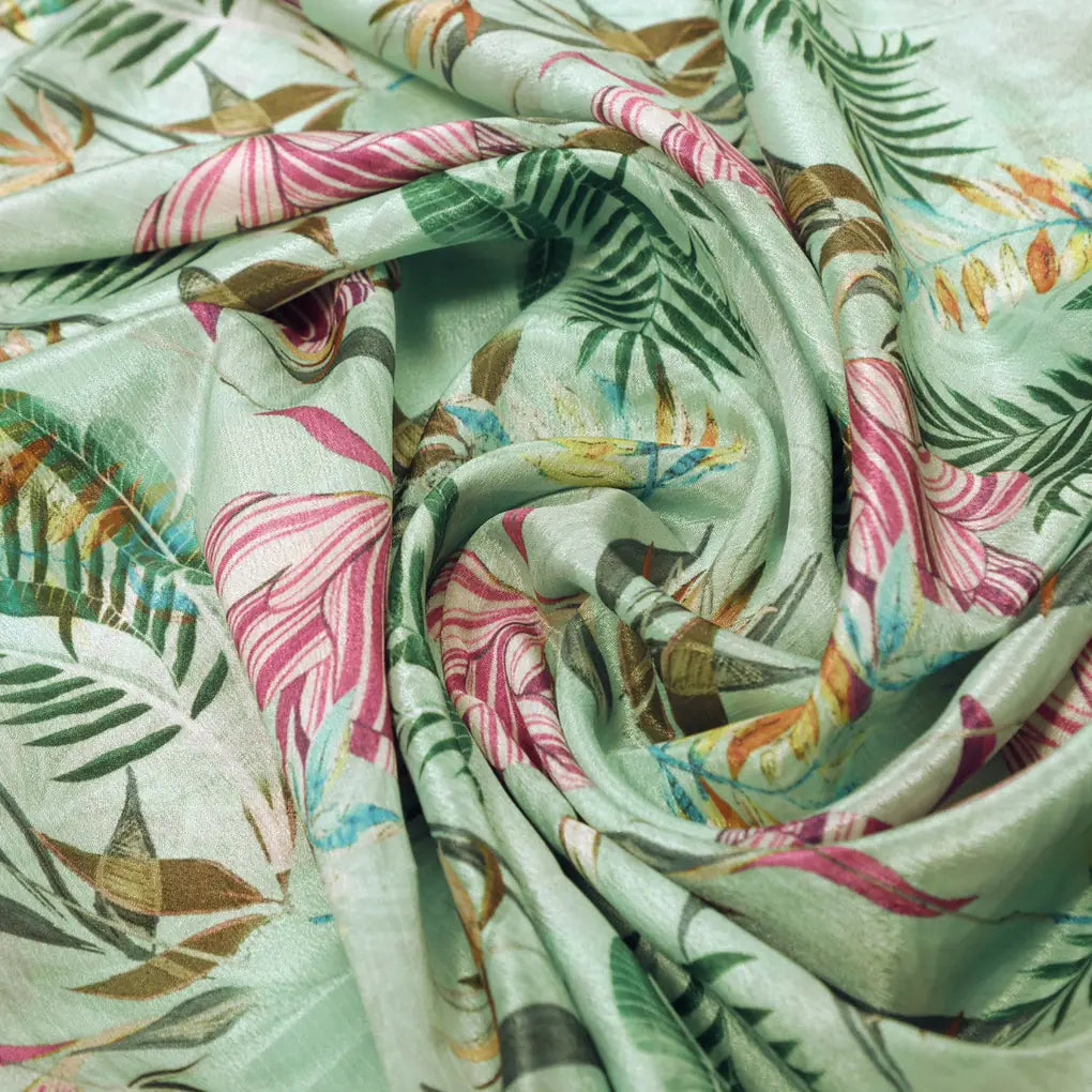 Sea Green Tropical Floral & Leaf Print Chinon Fabric – 0l2a0819 copy