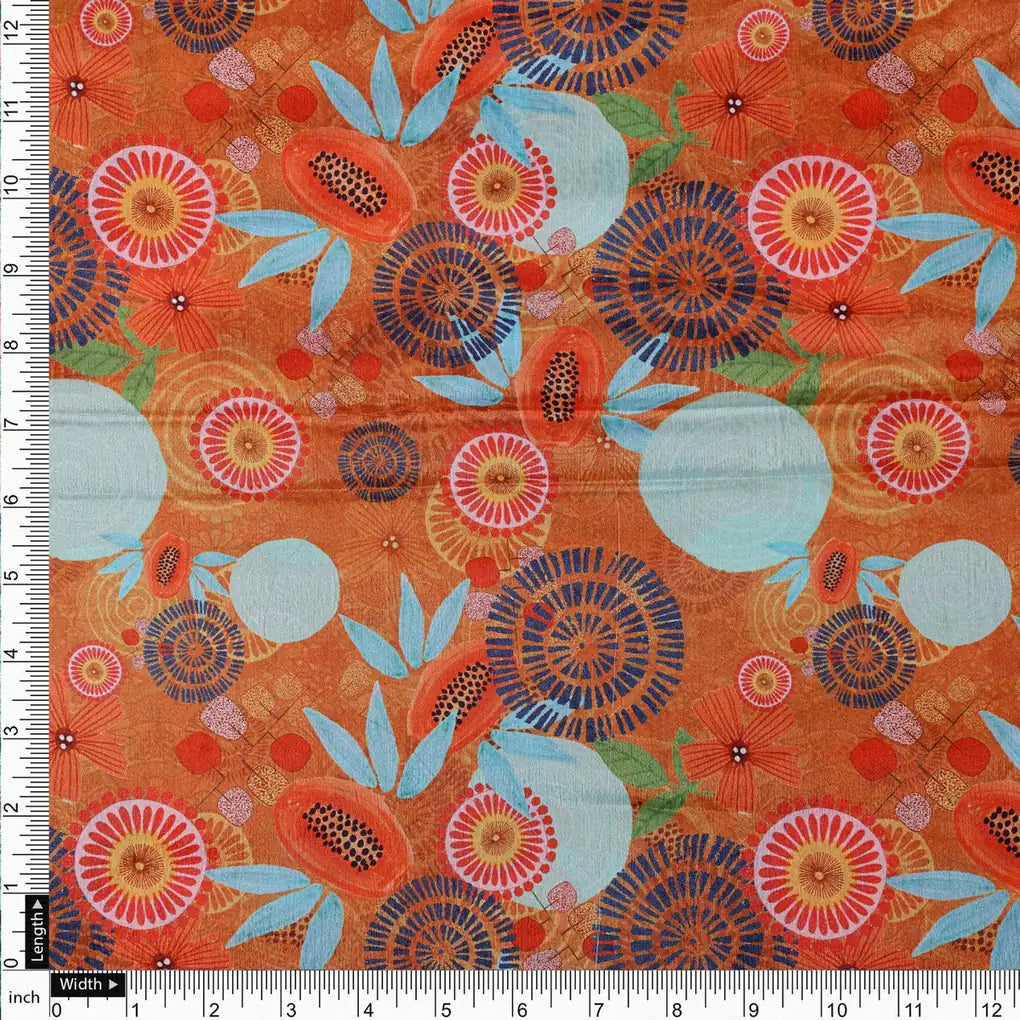 Orange Abstract Floral Shimmer Chinon Fabric – 0l2a0828 copy