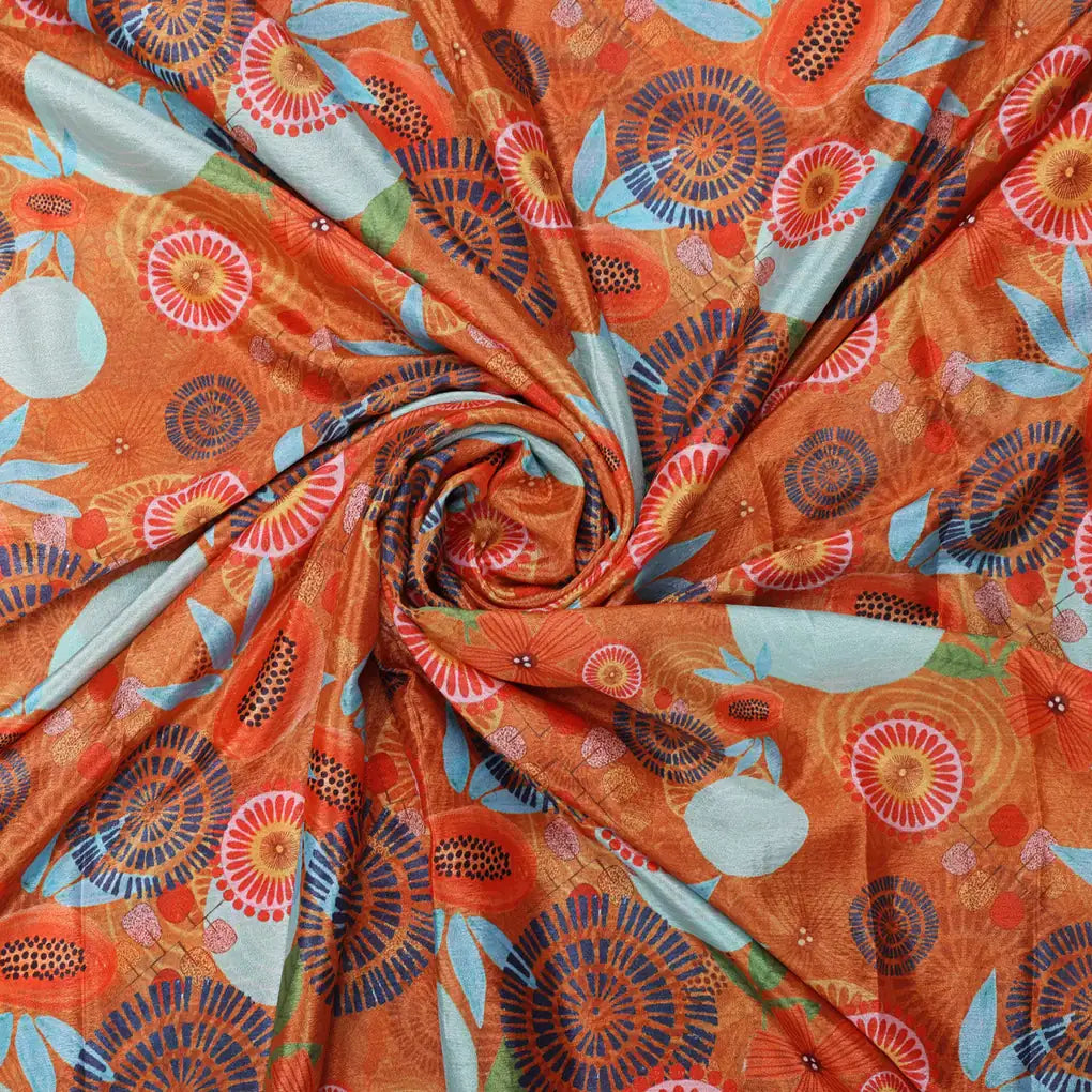 Orange Abstract Floral Shimmer Chinon Fabric – 0l2a0829 copy