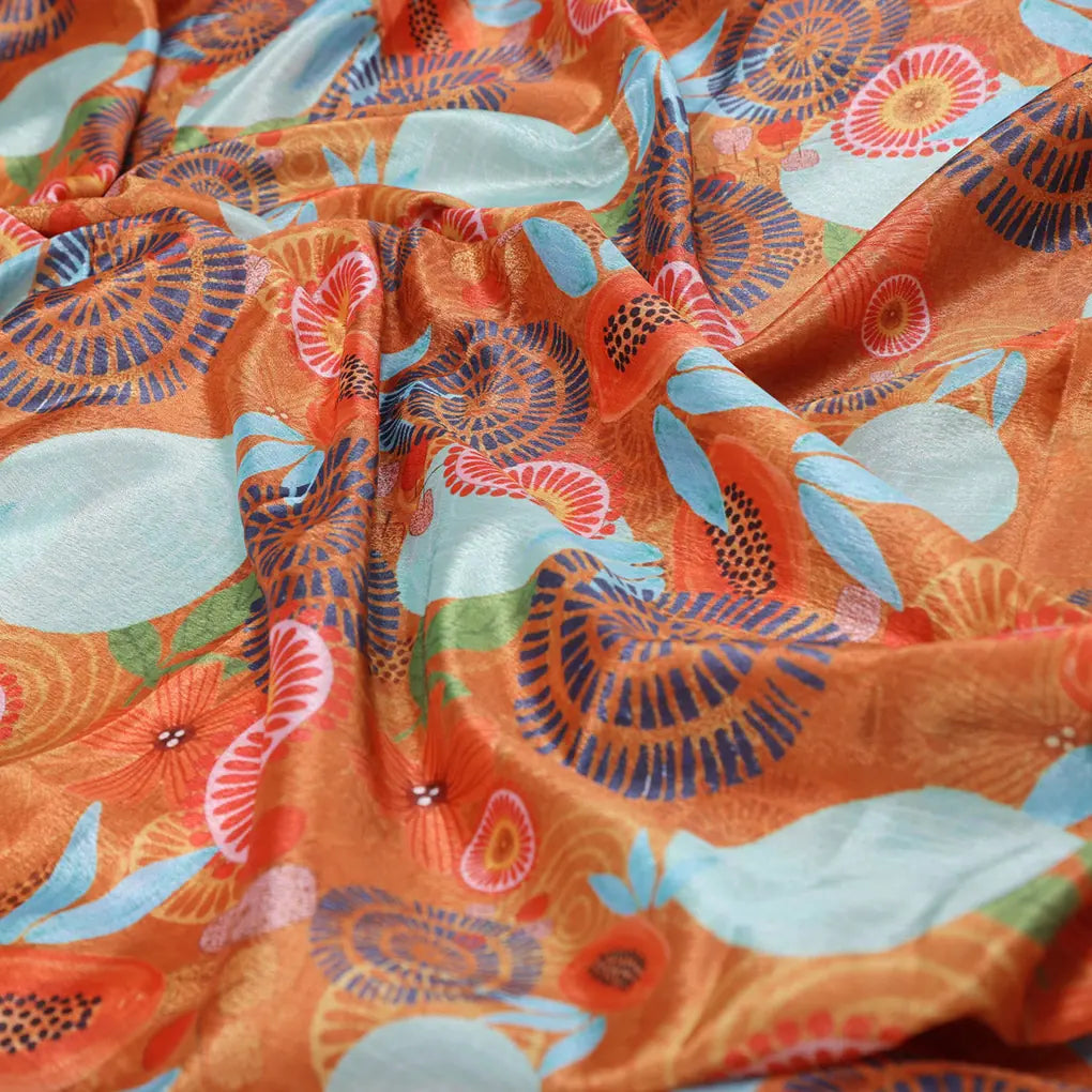 Orange Abstract Floral Shimmer Chinon Fabric – 0l2a0830 copy