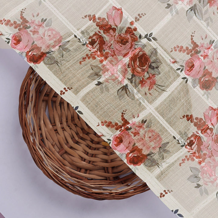 Gorgeous Floral Printed Linen Fabric Material
