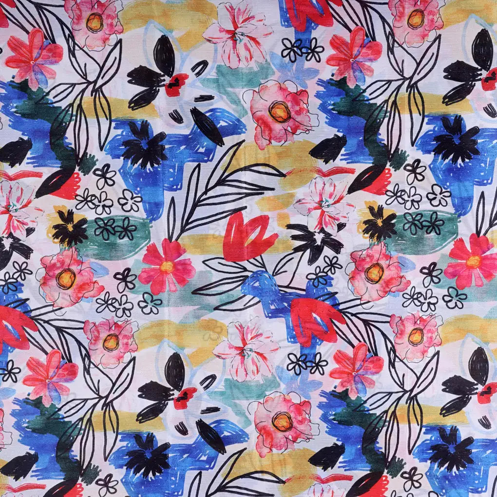 Colourful Abstract Painterly Floral Print Chinon Fabric – 0l2a0844 copy