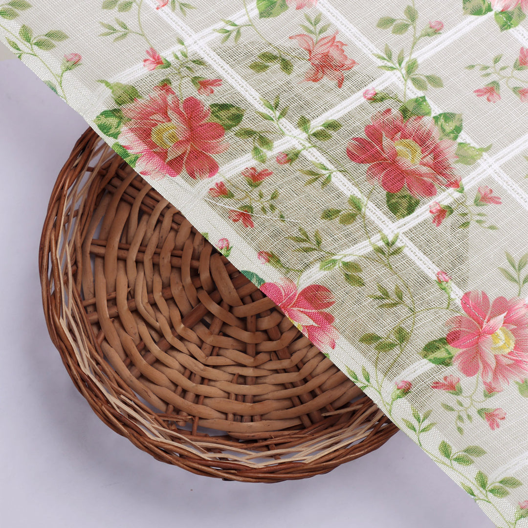 Classy Floral Linen Printed Fabric