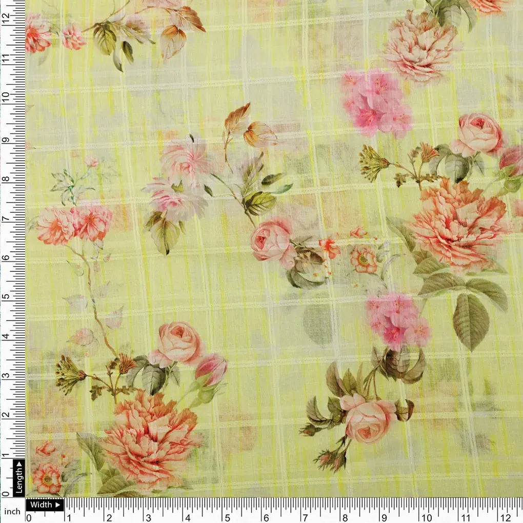 Gorgeous Linen Flower Print Fabric with Decorative Floral Design – 0l2a0881copy