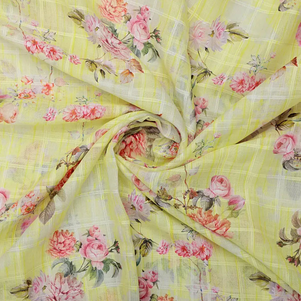 Gorgeous Linen Flower Print Fabric with Decorative Floral Design – 0l2a0882copy