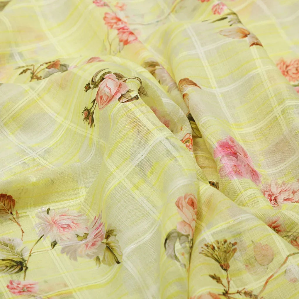 Gorgeous Linen Flower Print Fabric with Decorative Floral Design – 0l2a0883copy