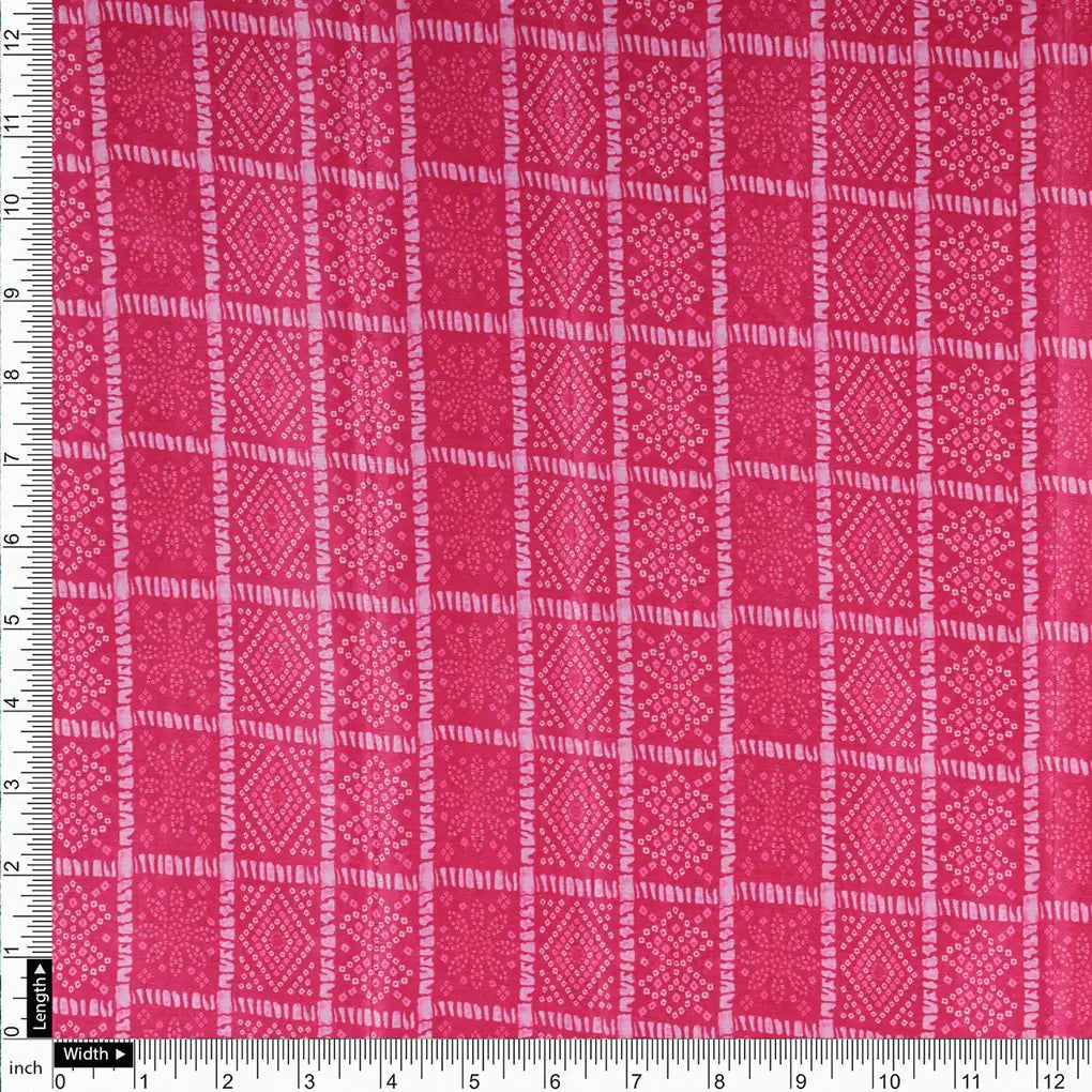 Fuchsia Pink Bandhej Checkered Pattern Chinon Fabric – 0l2a0886 copy