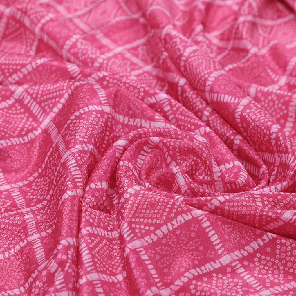Fuchsia Pink Bandhej Checkered Pattern Chinon Fabric – 0l2a0888 copy