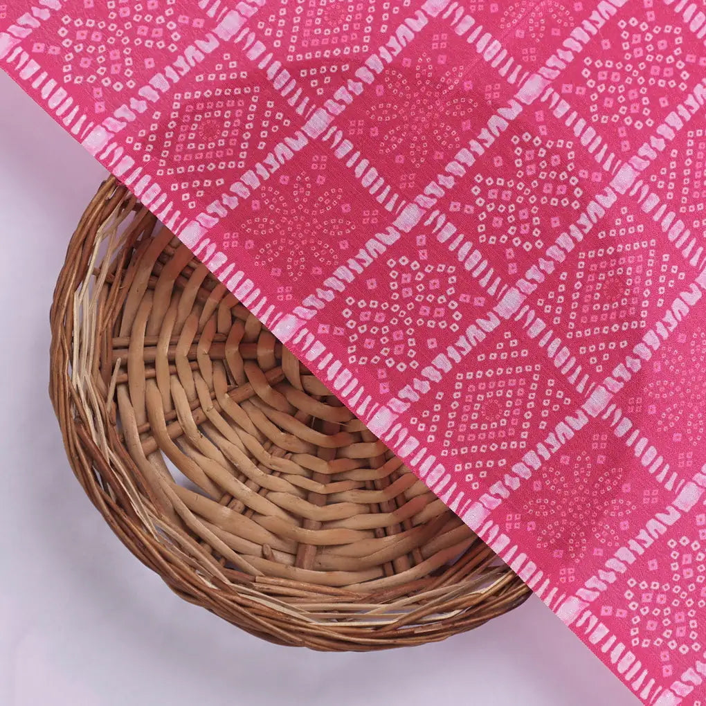 Fuchsia Pink Bandhej Checkered Pattern Chinon Fabric – 0l2a0889 copy