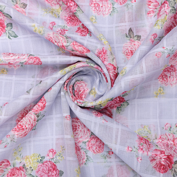 Gorgeous Floral Linen Fabric in a Vibrant Bunch of Flowers