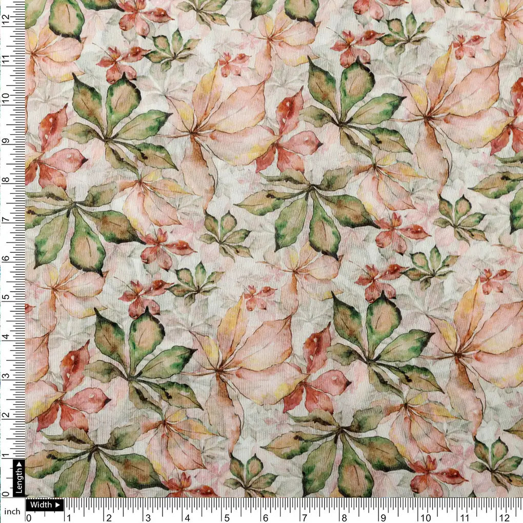 Gorgeous Leaves Printed Tusser Silk Fabric Material – 0l2a0896copy