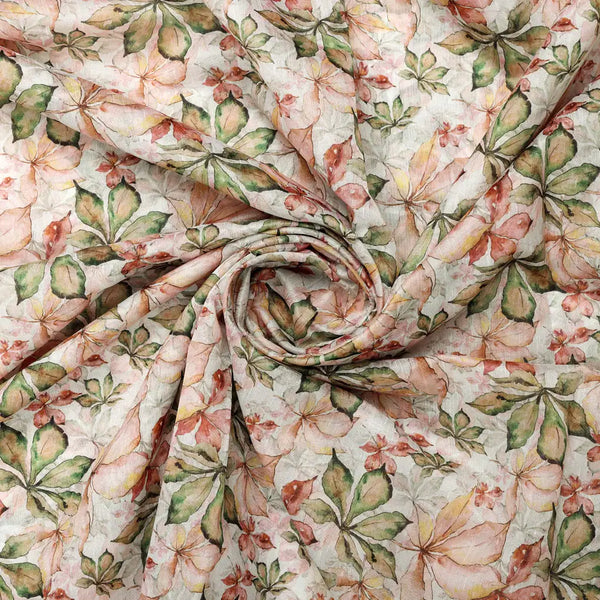Gorgeous Leaves Printed Tusser Silk Fabric Material – 0l2a0897copy
