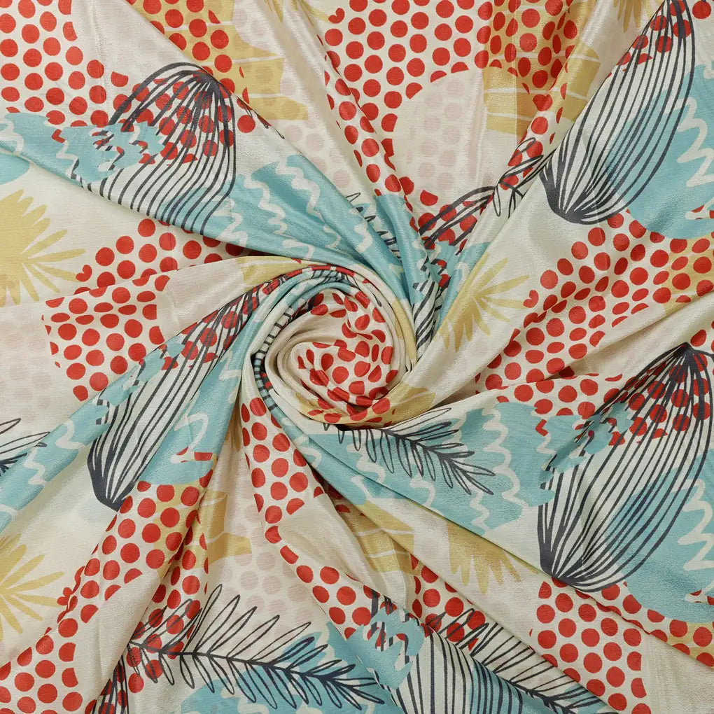 Abstract Leaf & Polka Dot Print Cream Chinon Fabric – 0l2a0917 copy