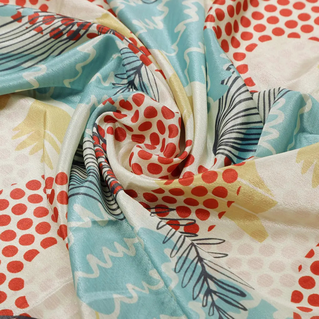 Abstract Leaf & Polka Dot Print Cream Chinon Fabric – 0l2a0918 copy