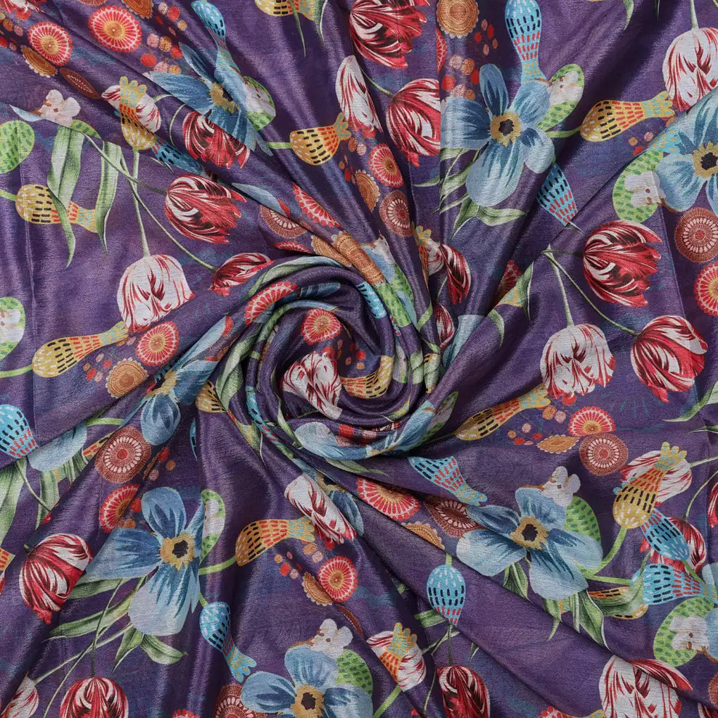 Purple Bohemian Floral Printed Sheen Chinon Fabric – 0l2a0922 copy