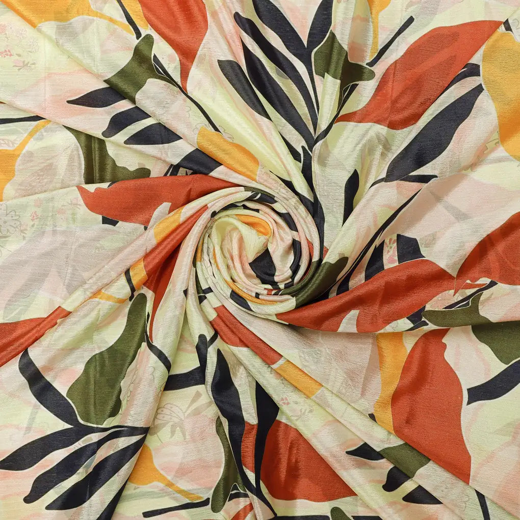 Earthy Abstract Botanical Print on Soft Chinon Fabric – 0l2a0927 copy