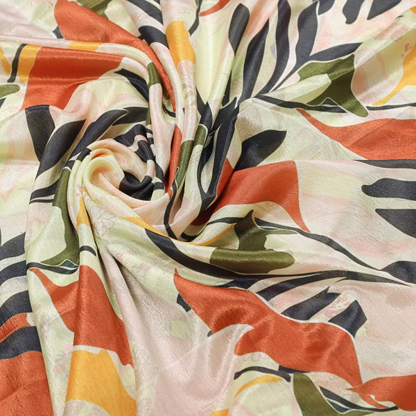 Earthy Abstract Botanical Print on Soft Chinon Fabric – 0l2a0928 copy