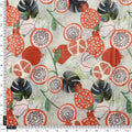 Orange Tropical Fruits and Leaves Printed Chinon Fabric – 0l2a0931 copy