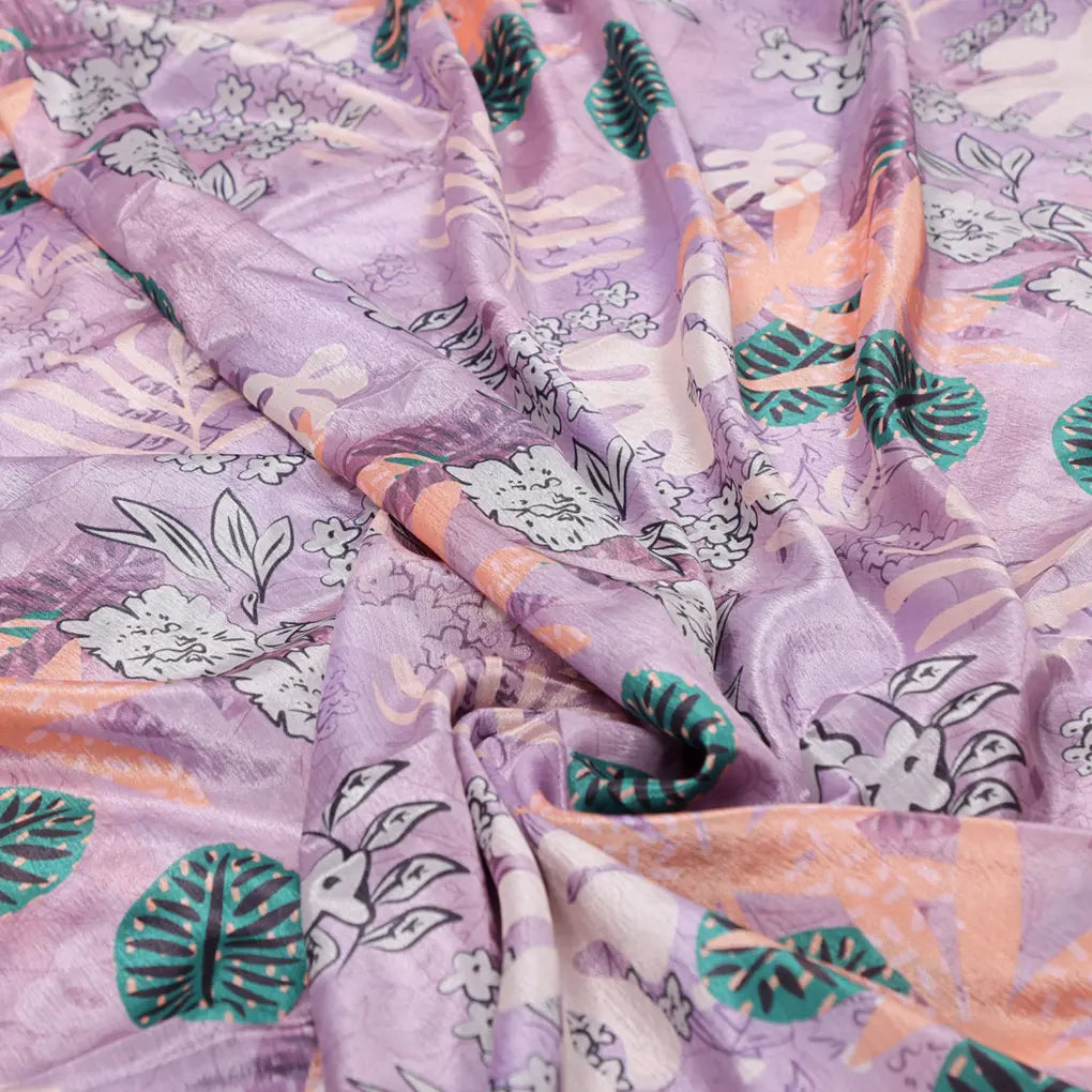 Lavender Tropical Floral and Leafy Print Chinon Fabric – 0l2a0953 copy