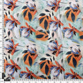 Artistic Floral & Leaf Print on Sea Green Chinon Fabric – 0l2a0966 copy