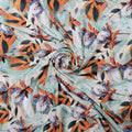 Artistic Floral & Leaf Print on Sea Green Chinon Fabric – 0l2a0967 copy
